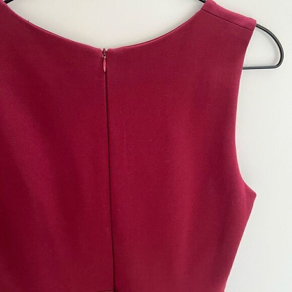 Lulus Hello World Sleeveless V Neck Skater Midi Dress Fit & Flare Burgundy M - Picture 6 of 10